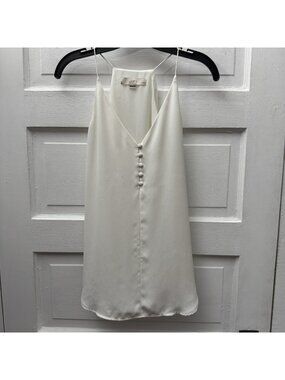 LOFT Petites Ivory Sleeveless Halter Blouse Button Front Tank Top XSP